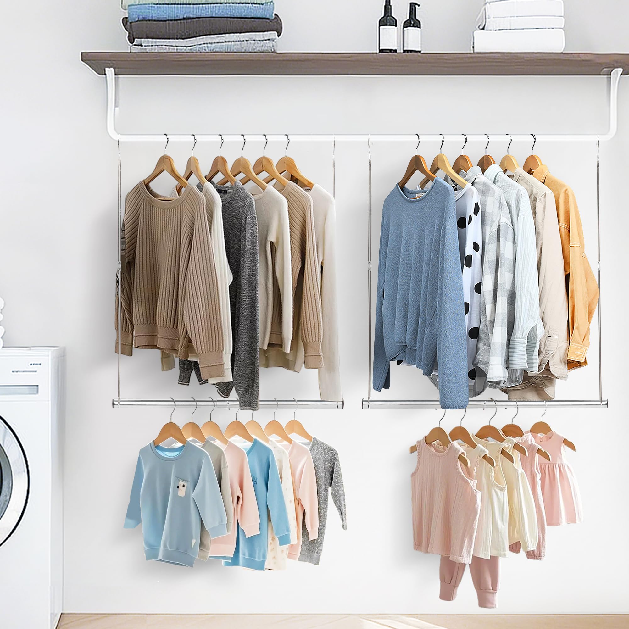 STORAGE MANIAC used in bathroom to hang towels and maximize vertical space