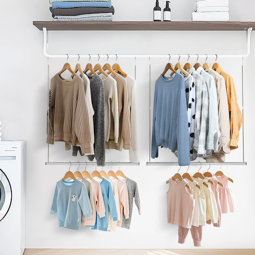 STORAGE MANIAC used in bathroom to hang towels and maximize vertical space