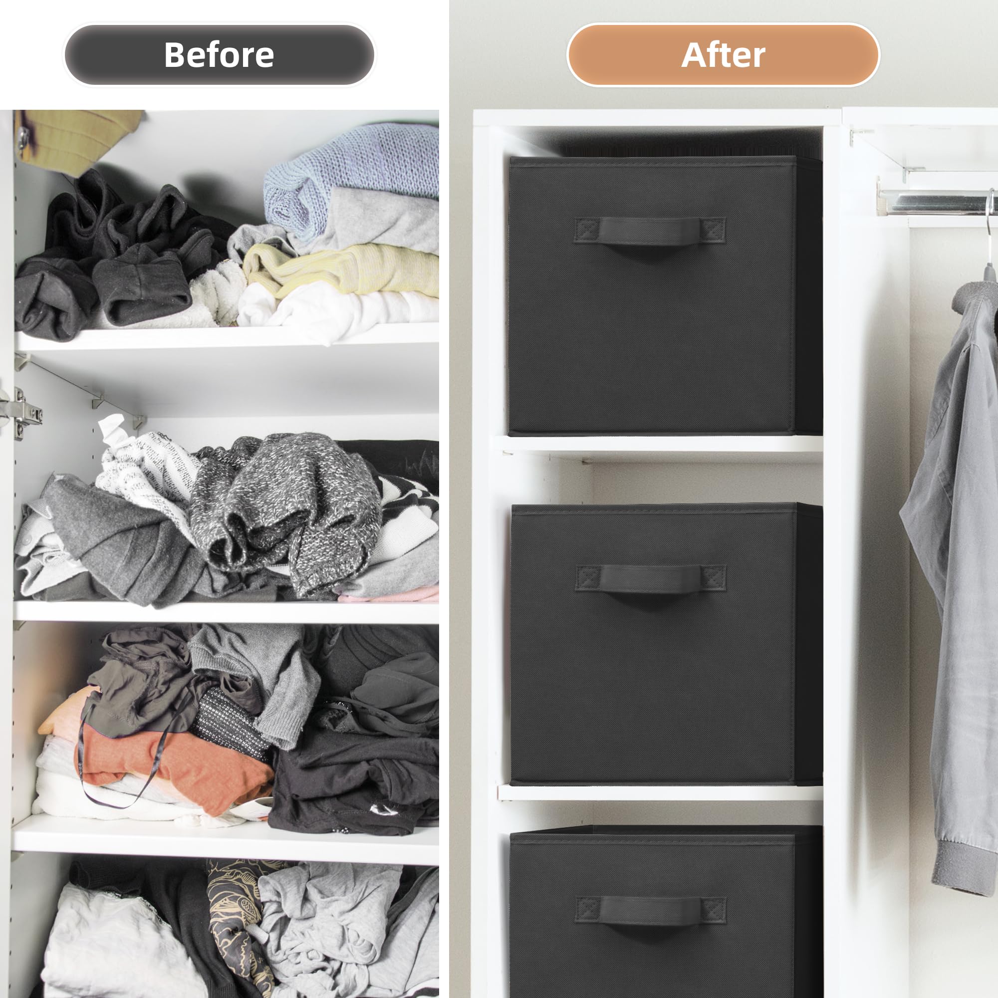 STORAGE MANIAC bins folded flat for compact storage and space-saving benefit