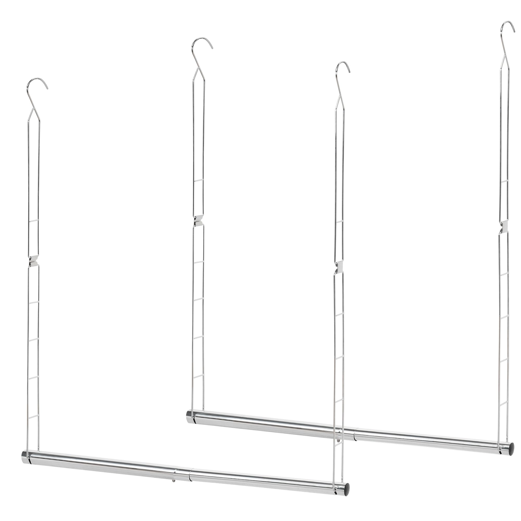 STORAGE MANIAC front view showing chrome double rod expanding closet capacity