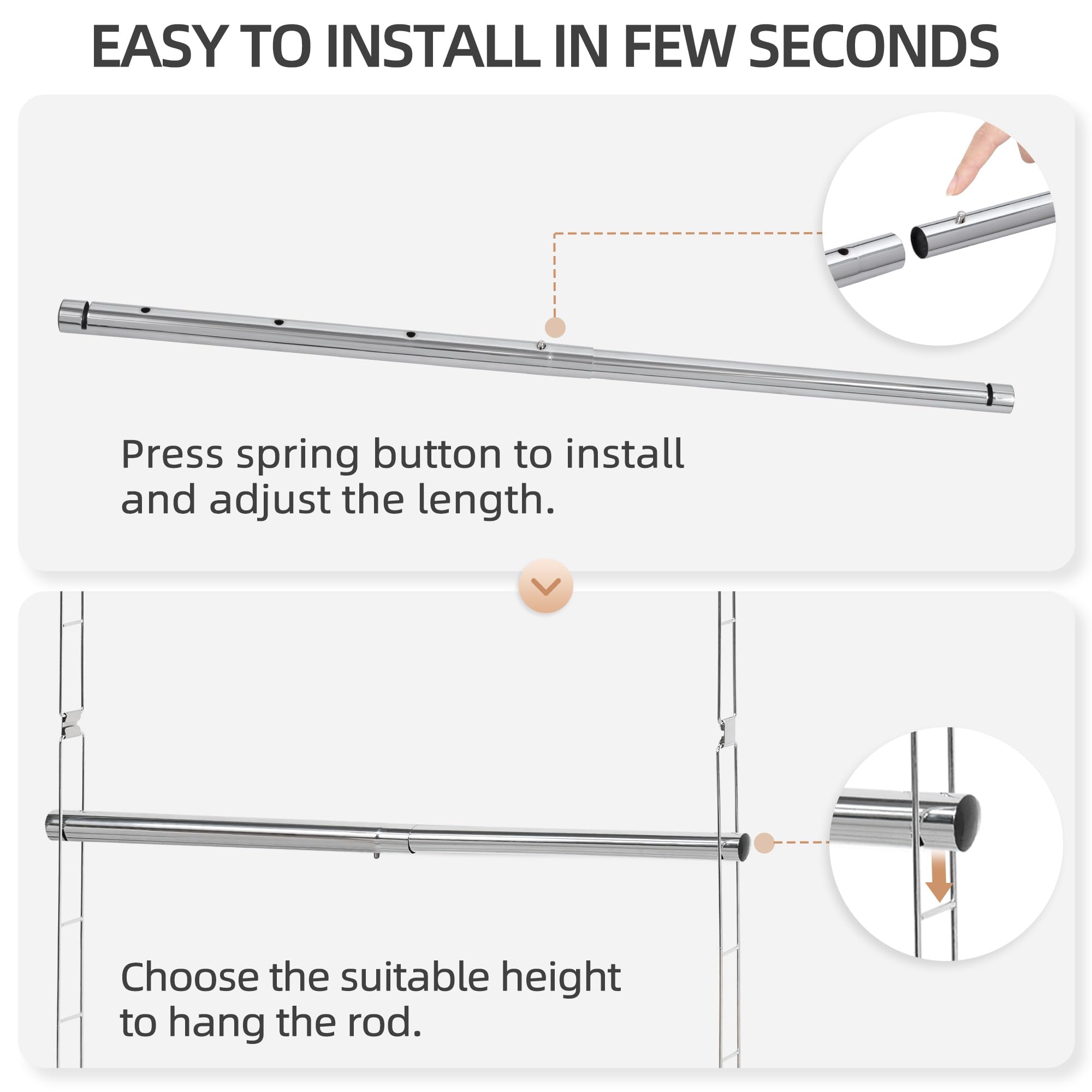 STORAGE MANIAC height adjustment demonstrating six locking positions for versatility