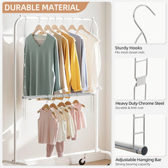 STORAGE MANIAC hooked over existing closet rod for instant extra hanging space