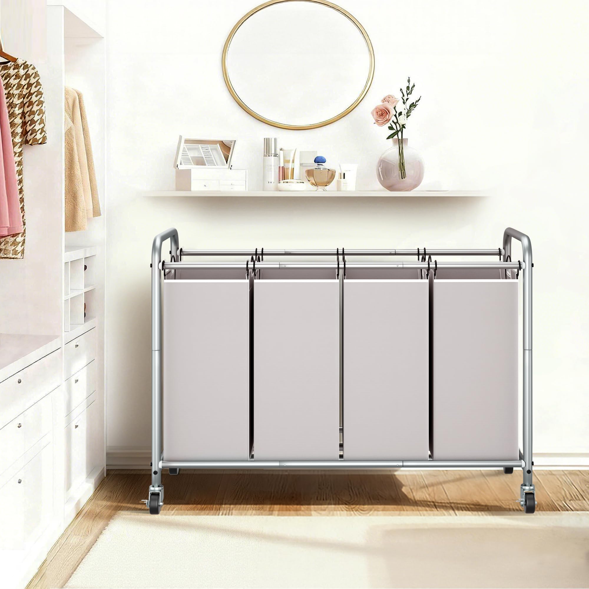 STORAGE MANIAC in a laundry room showing mobility and tidy sorted storage benefit