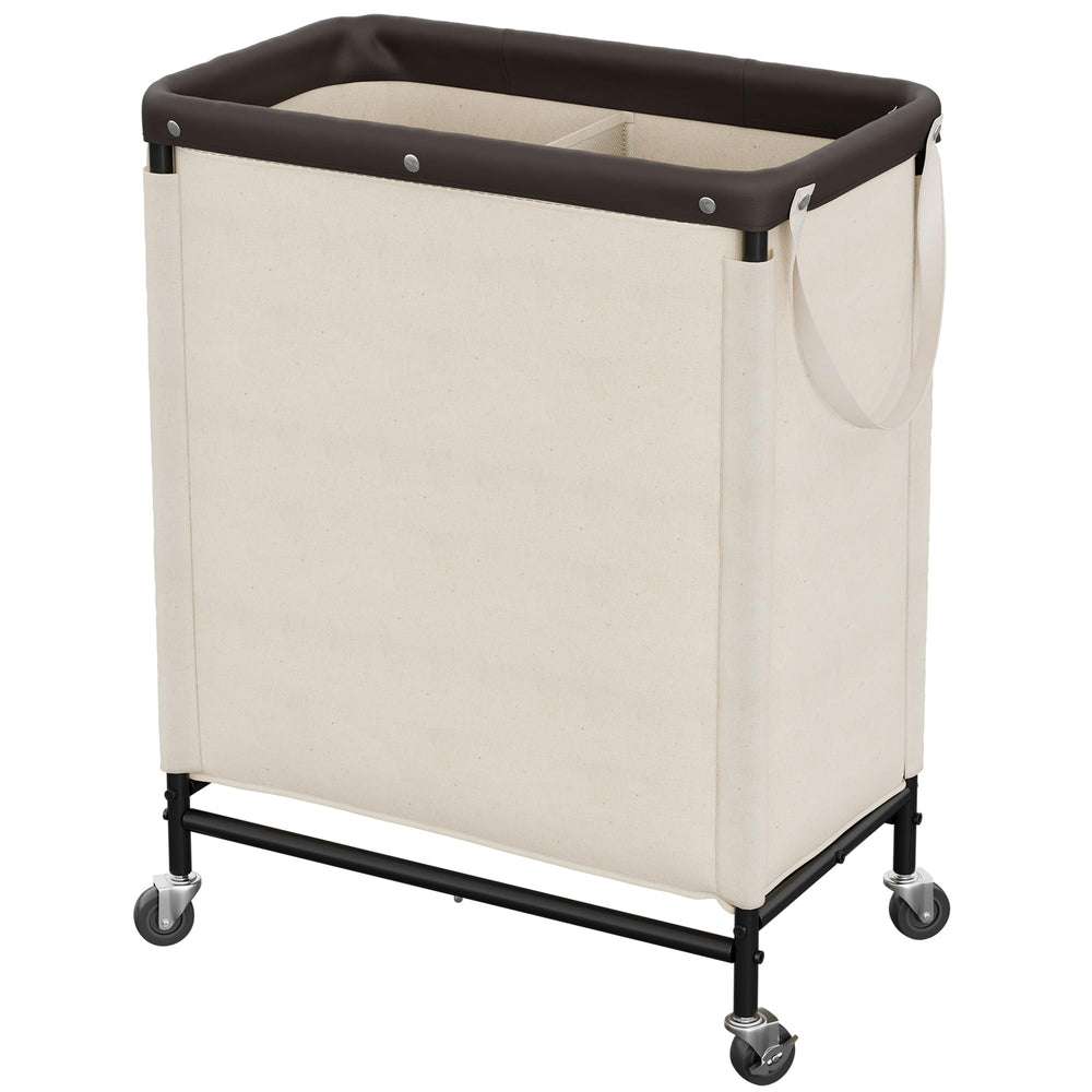 StorageWorks front view of 2-section hamper showing neat sorting benefit