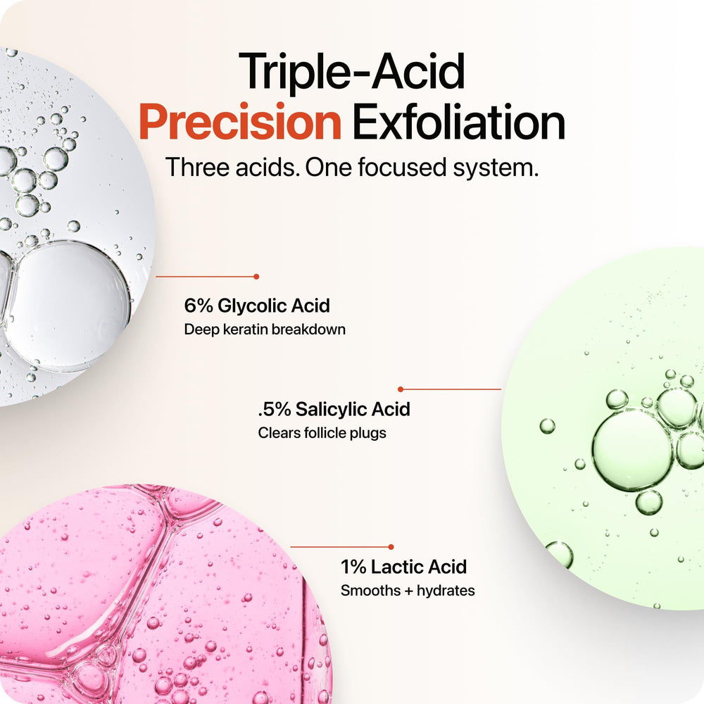 STRAWBERRY acids trio visual highlighting glycolic lactic salicylic for clearer pores