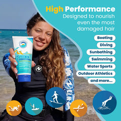 STREAM 2 SEA applying leave-in to damp hair after swimming for easy detangling