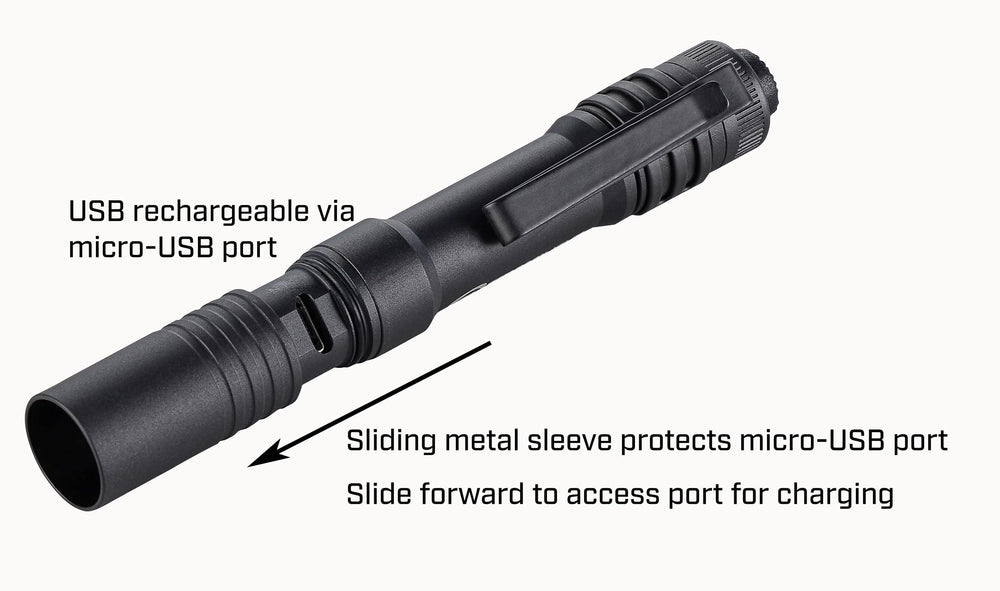 Streamlight MicroStream beam lighting a trail, brand showing focused long-range reach