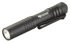 Streamlight MicroStream front view showing compact black penlight and lens, reliable illumination