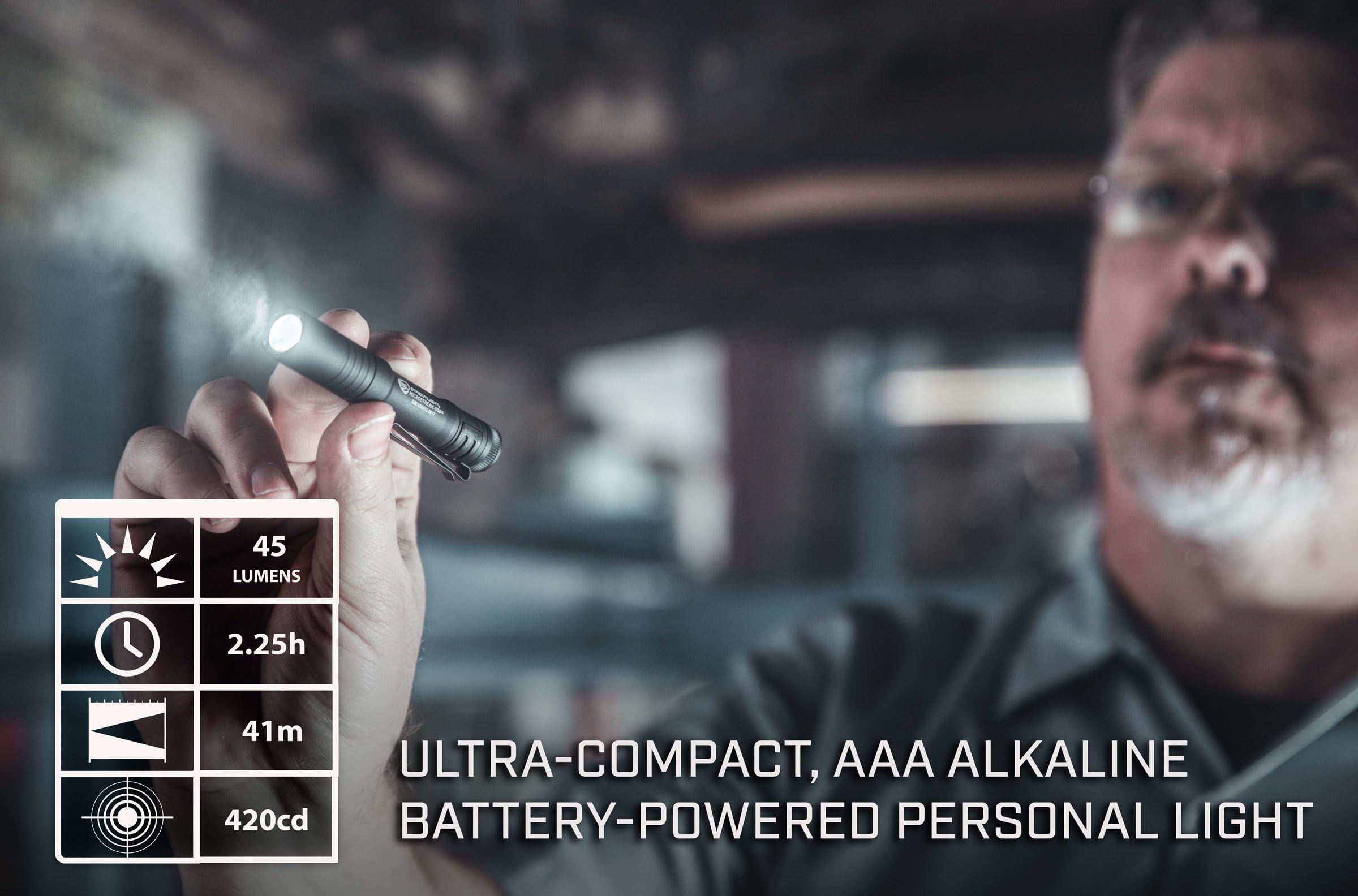 Streamlight MicroStream used outdoors illuminating trail, dependable field performance benefit