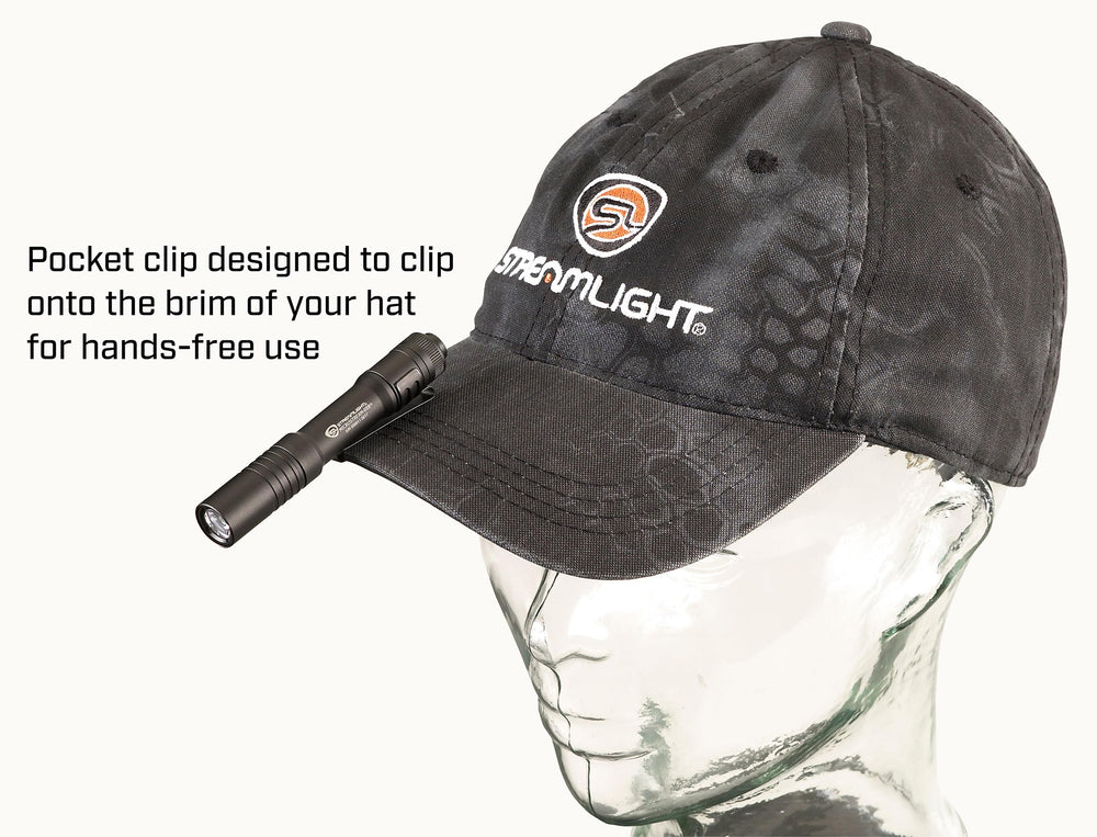 Streamlight MicroStream beside a pen for scale, compact size for pocket carry
