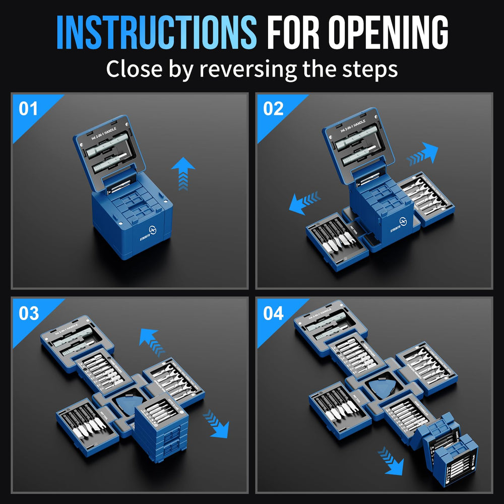 STREBITO magnetic tray holding bits securely to prevent loss while working