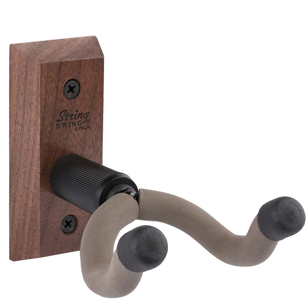 String Swing front view showing Black Walnut finish and secure mount benefit