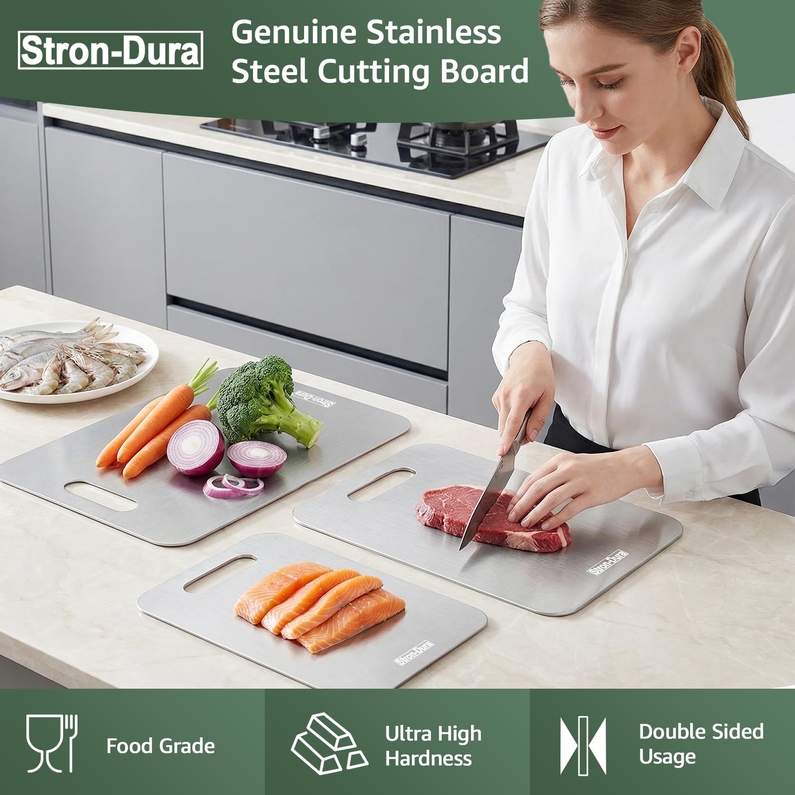 Stron-Dura close-up of stainless texture highlighting hygienic surface