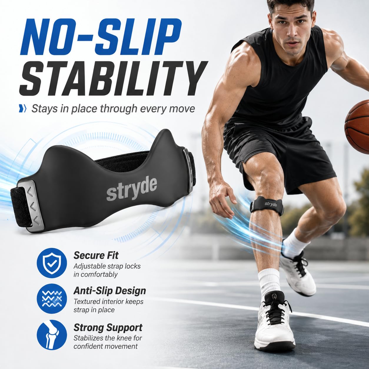 Stryde Strap hook-and-loop closure detail for adjustable secure fit