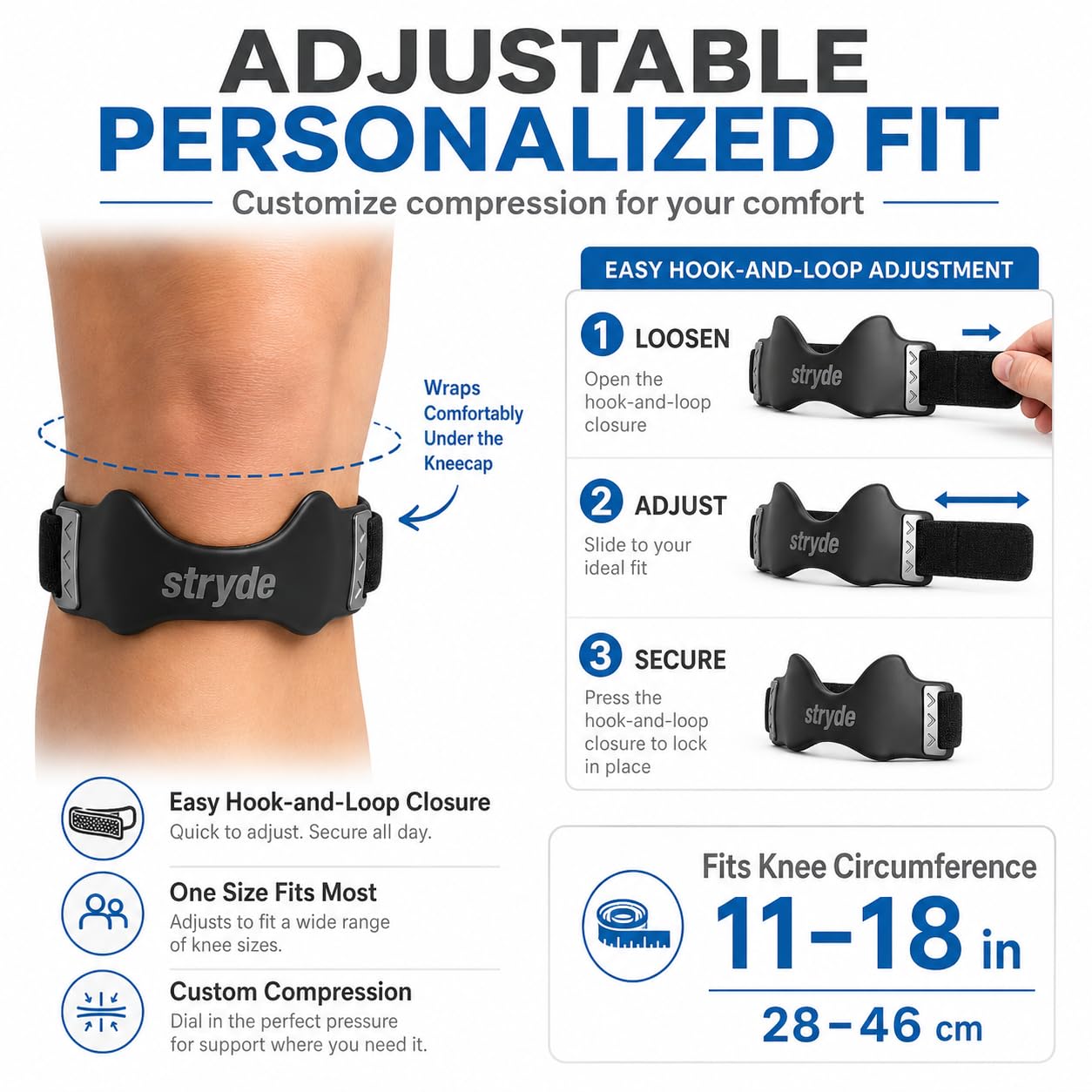 Stryde Strap on bicyclist knee highlighting reduced slipping during rides