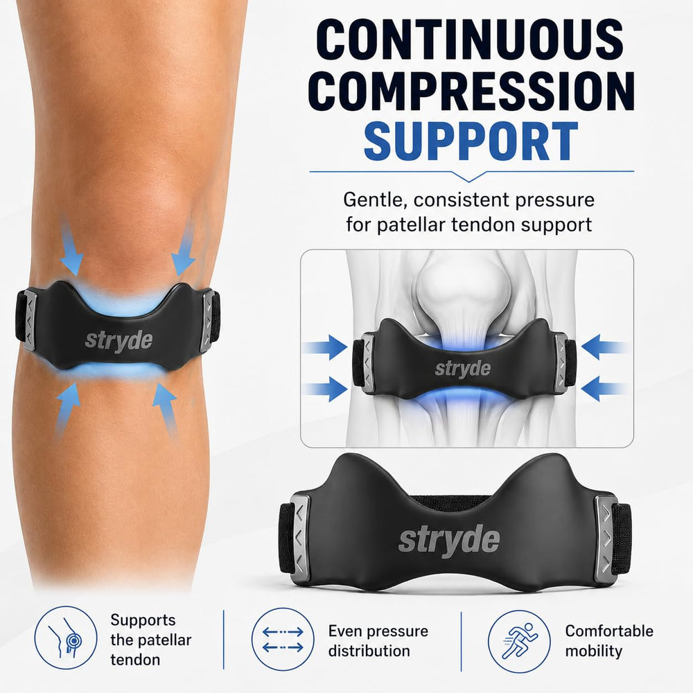 Stryde Strap worn by runner showing stability during dynamic movement