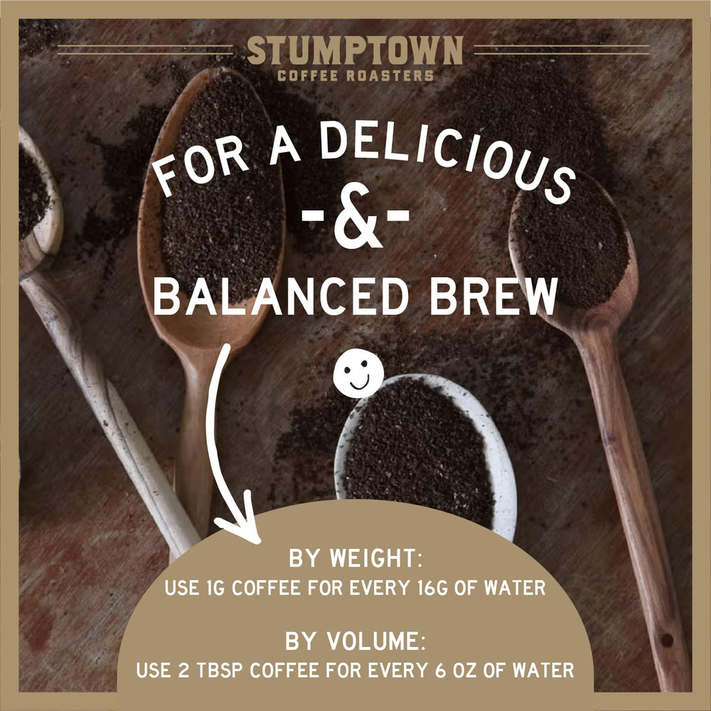 Label detail on Stumptown bag showing Direct Trade info and origin clarity