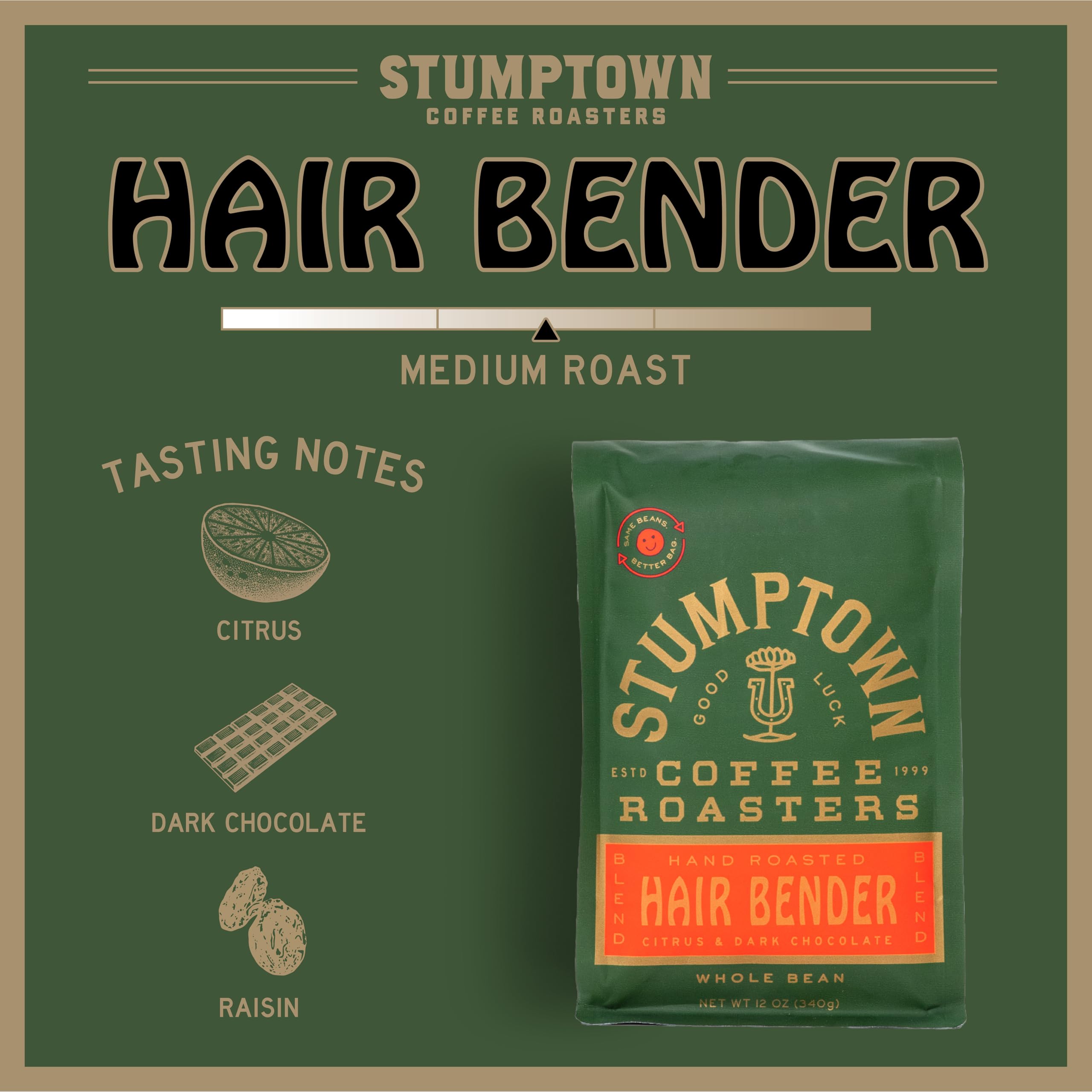 Stumptown bag in hand showing 12 oz scale for portion planning