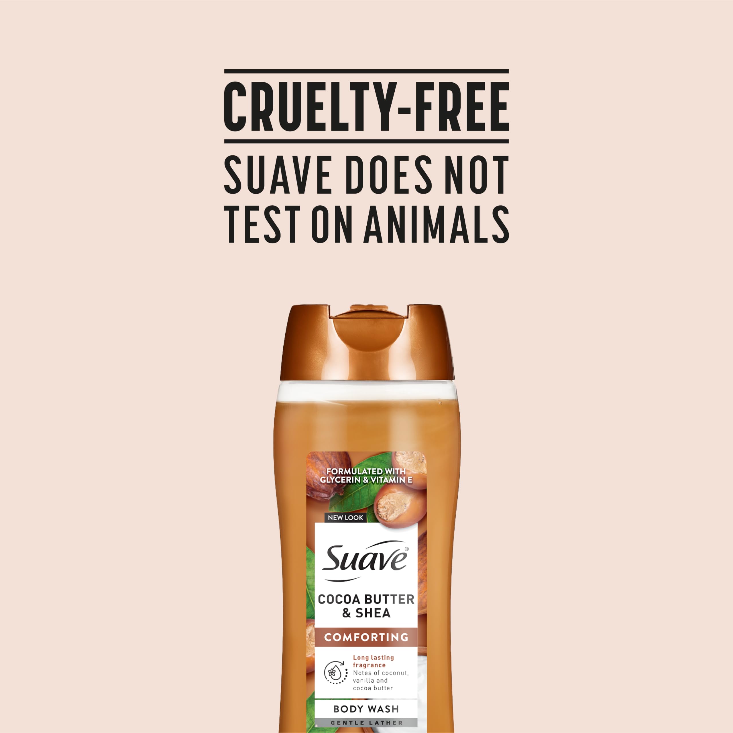 Suave bottle on bathroom counter implying everyday family use