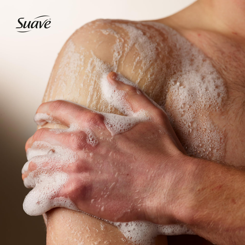 Man using Suave Men in the shower for an energizing morning cleanse