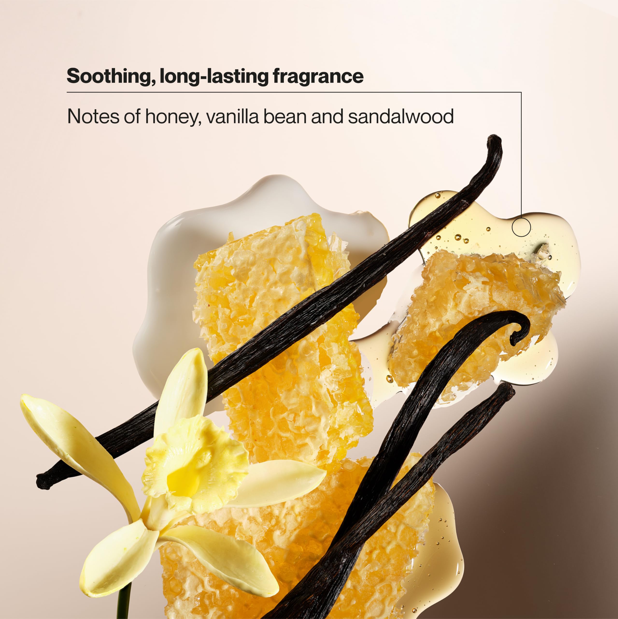 Suave scent notes with vanilla and honey representing warm fragrance