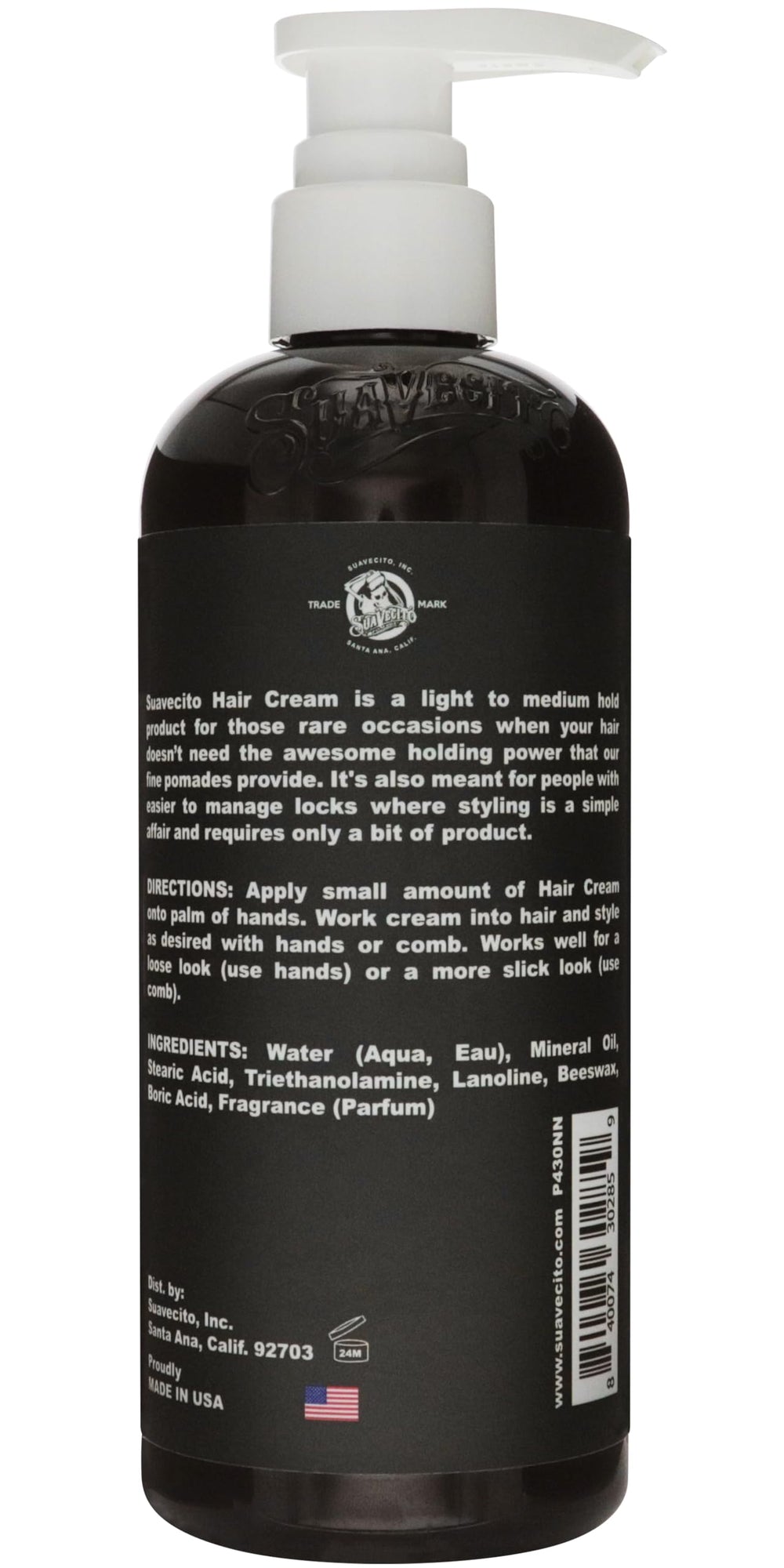 Suavecito pomade pump dispensing cream for easy controlled application benefit