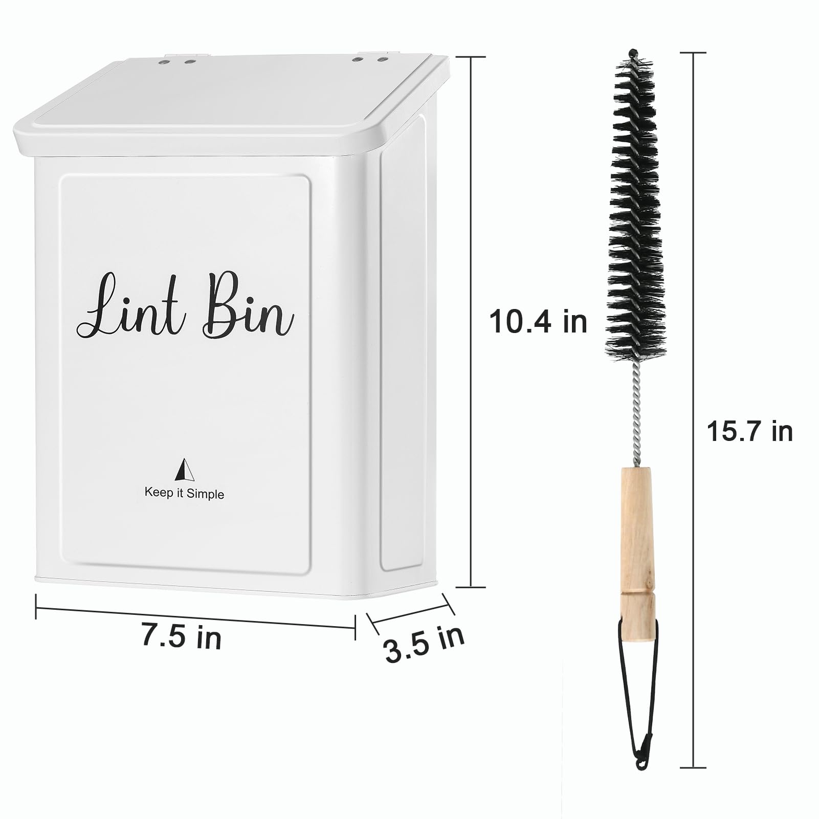 SUBEKYU lint bin next to detergent pods for scale and practical storage benefit