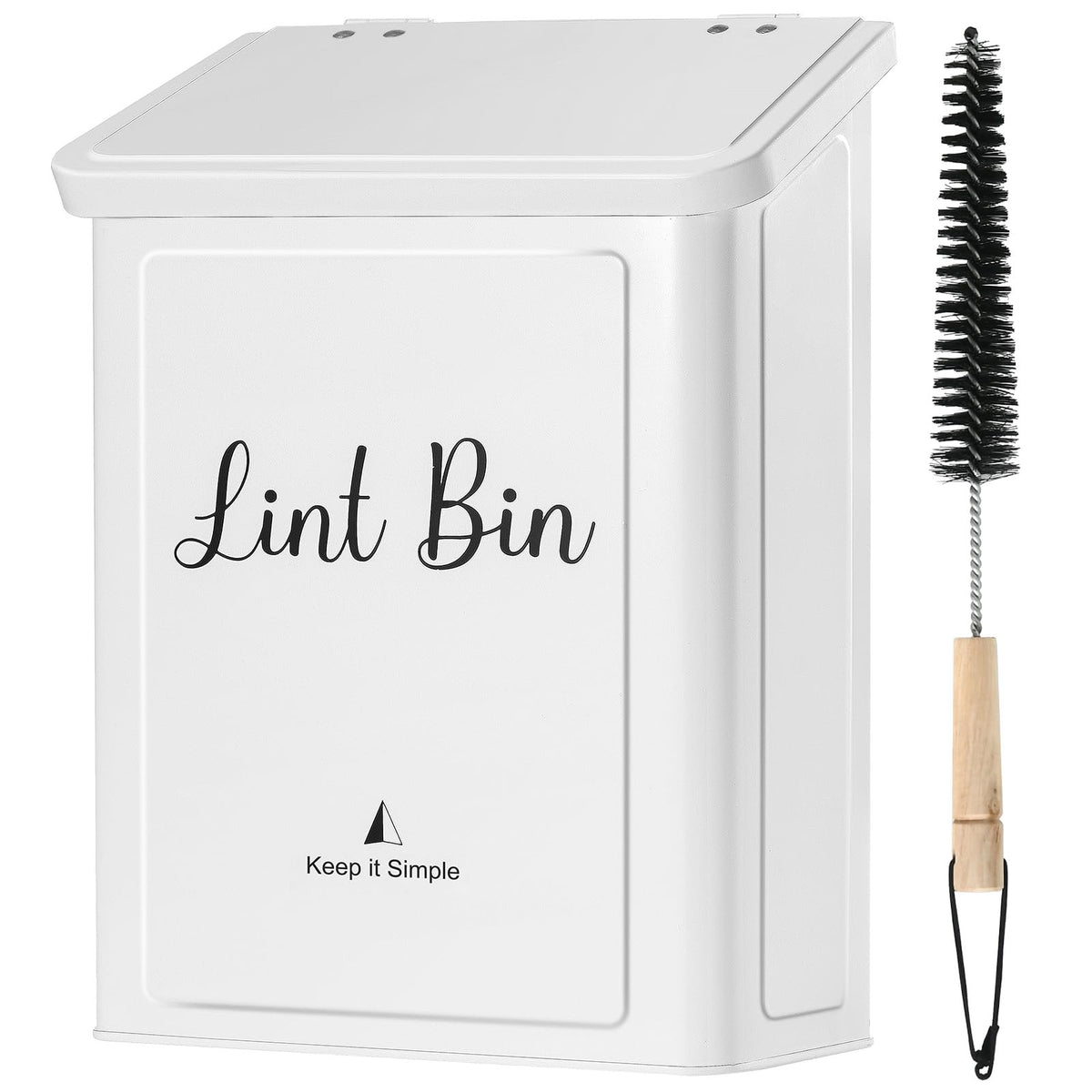 SUBEKYU front view of white magnetic lint bin showing compact design and neat storage