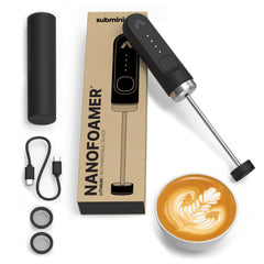 Subminimal NanoFoamer front view showing compact black design and control benefits
