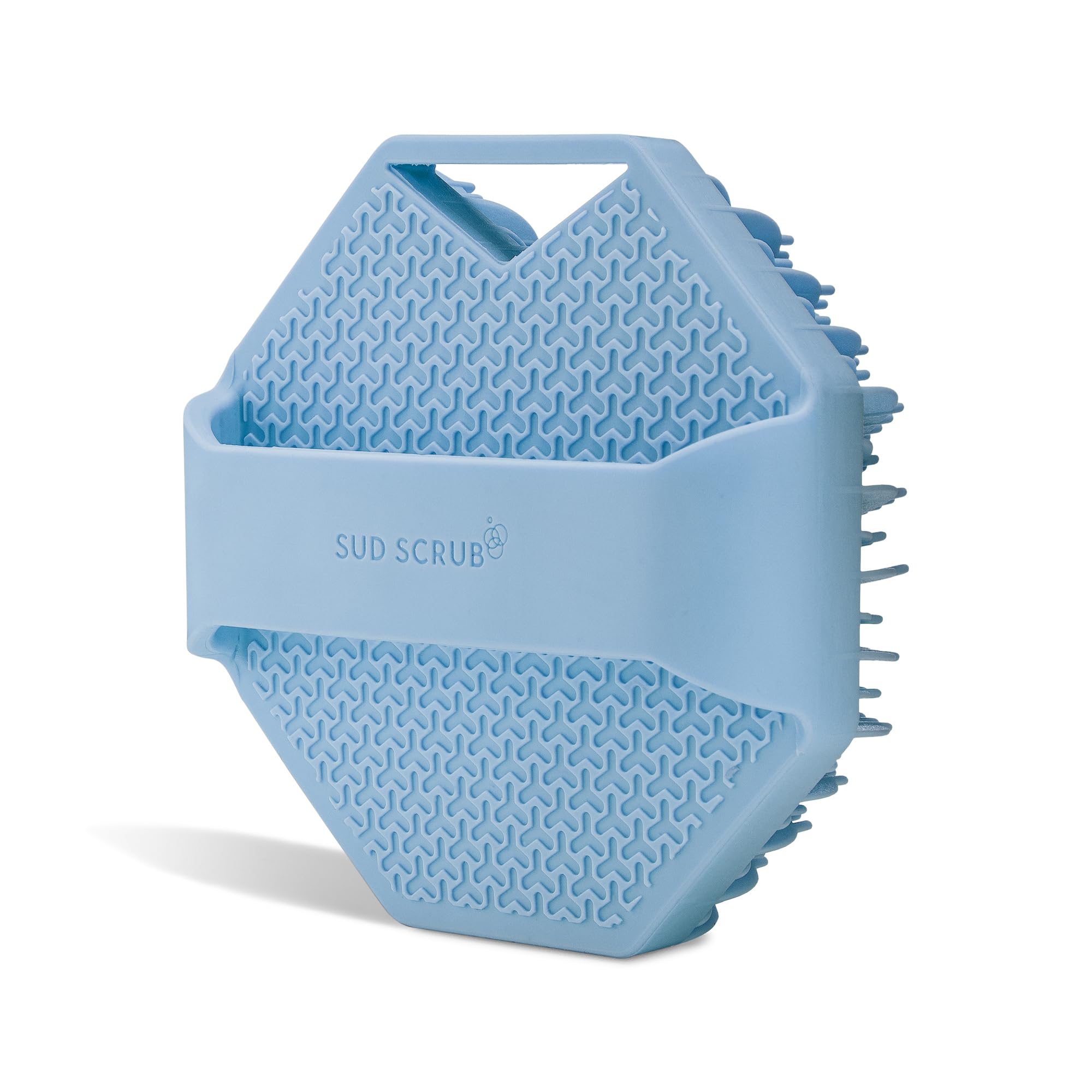 Sud Scrub in shower lifestyle scene showing daily use and cleaner-routine benefit
