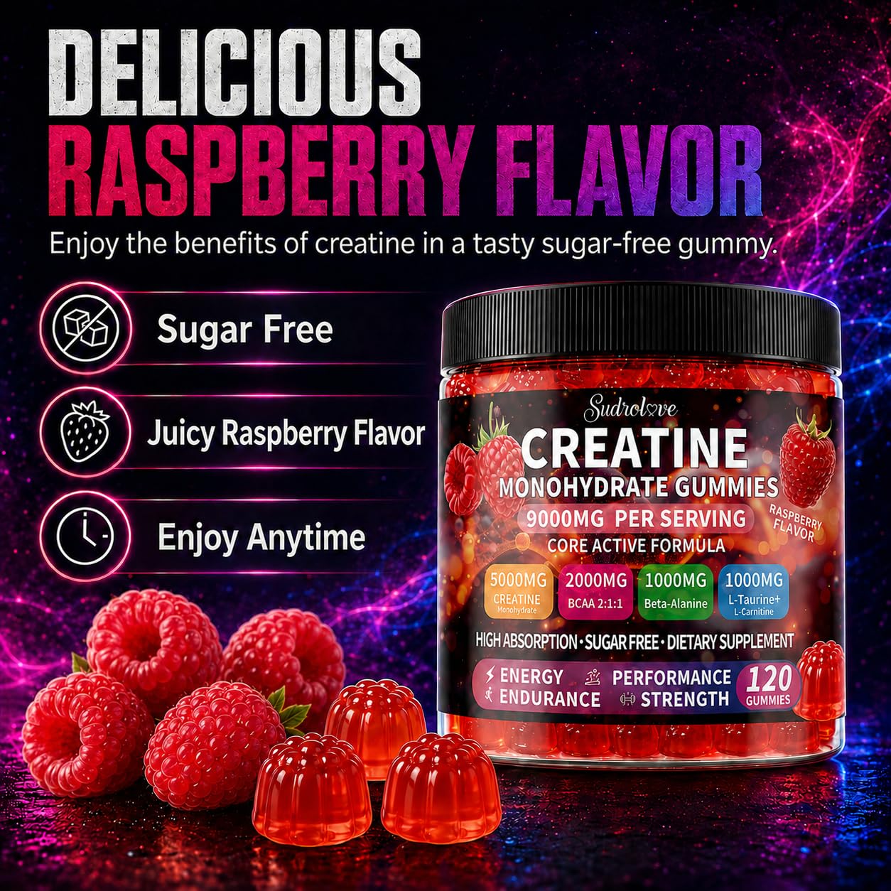 sudrolove gummies in hand to show portion size and easy portability for workouts
