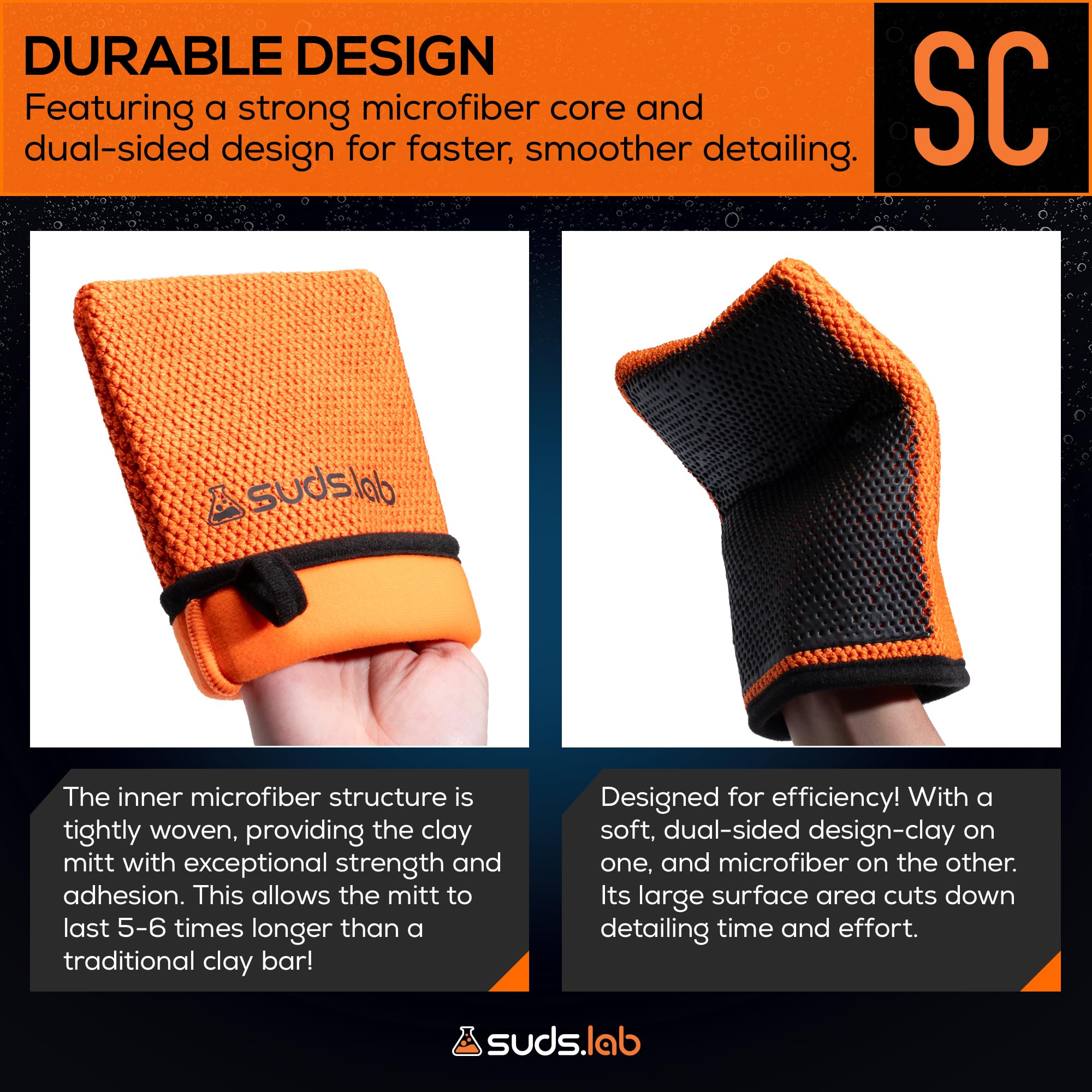 suds.lab close detail of double-stitched wrist cuff for secure handling