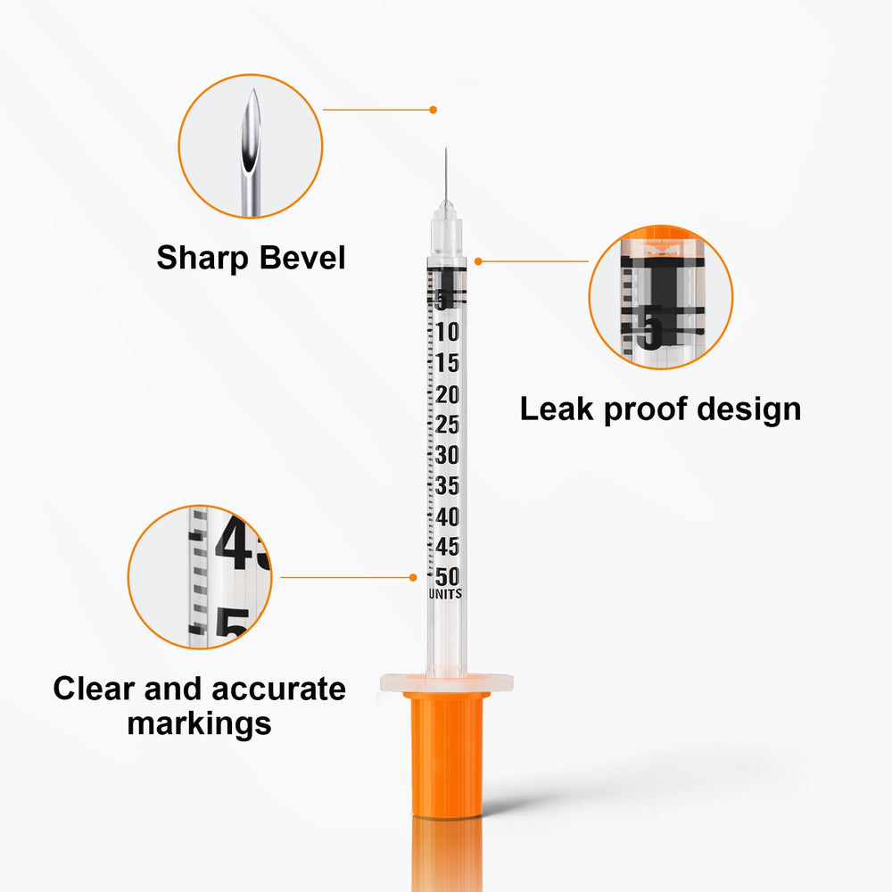 SUDYHTD syringe beside ruler demonstrating compact 5/16 inch needle length