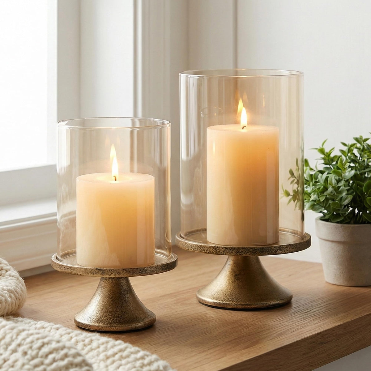 SUJUN front view of both holders showing elegant silhouette and instant ambiance