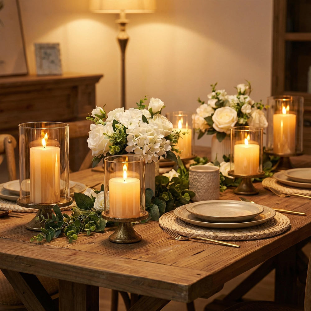 SUJUN holders with pillar candles comparing sizes to illustrate fit and balance benefit