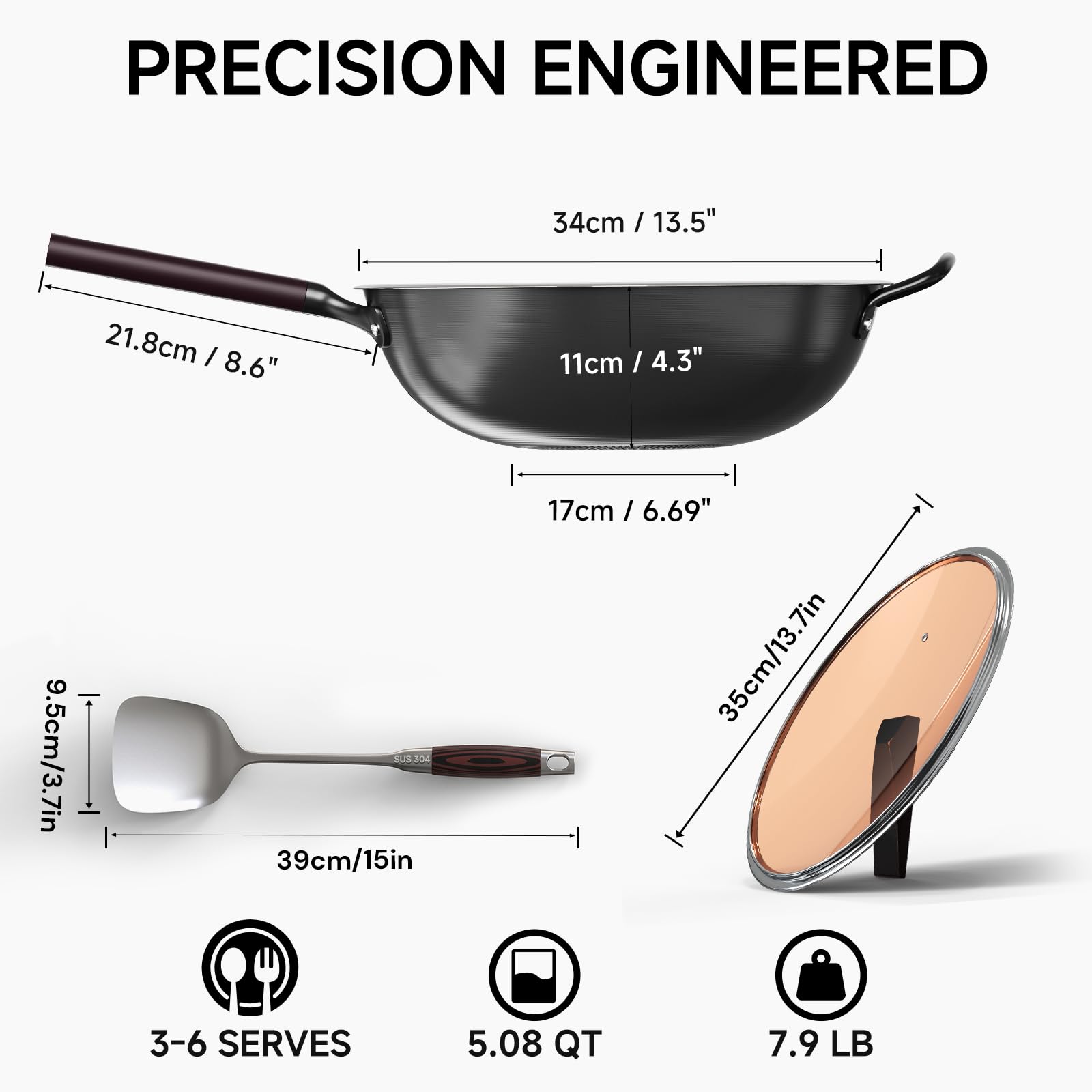 SUMEIGUAN stainless spatula demonstrating sturdy tossing benefit