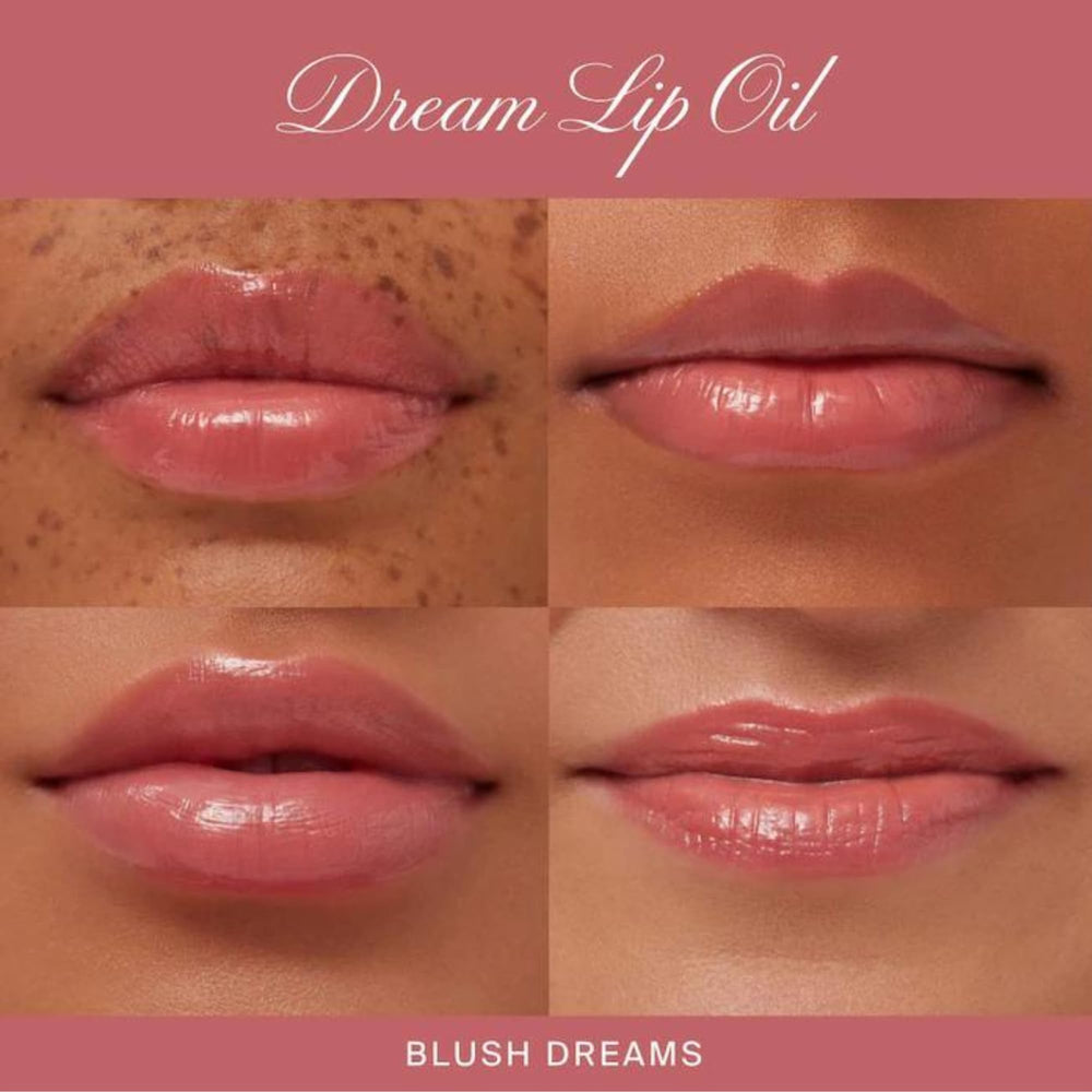Summer Fridays lip oil on lips lifestyle shot showing rosy tint and soft look