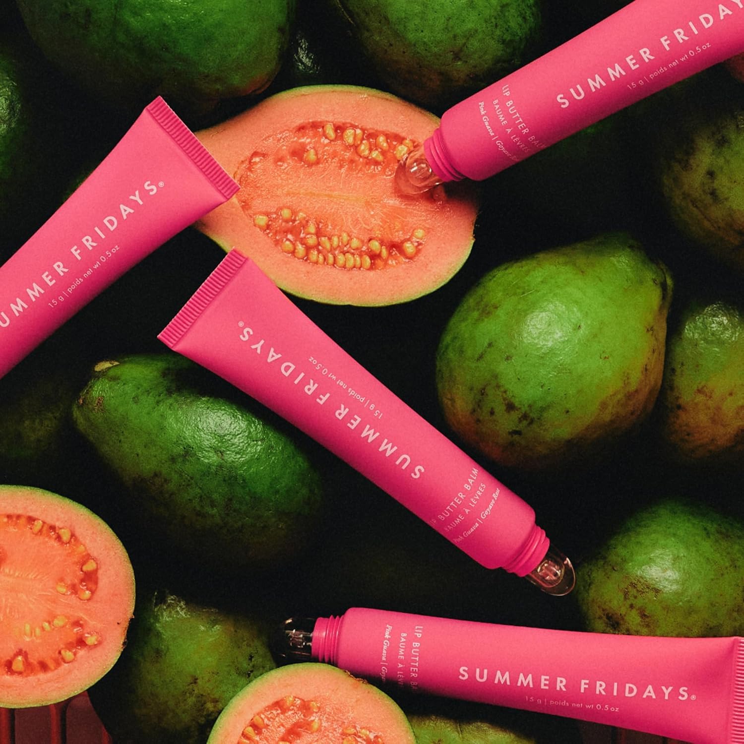 Summer Fridays on a bathroom vanity styled to show daily skincare use