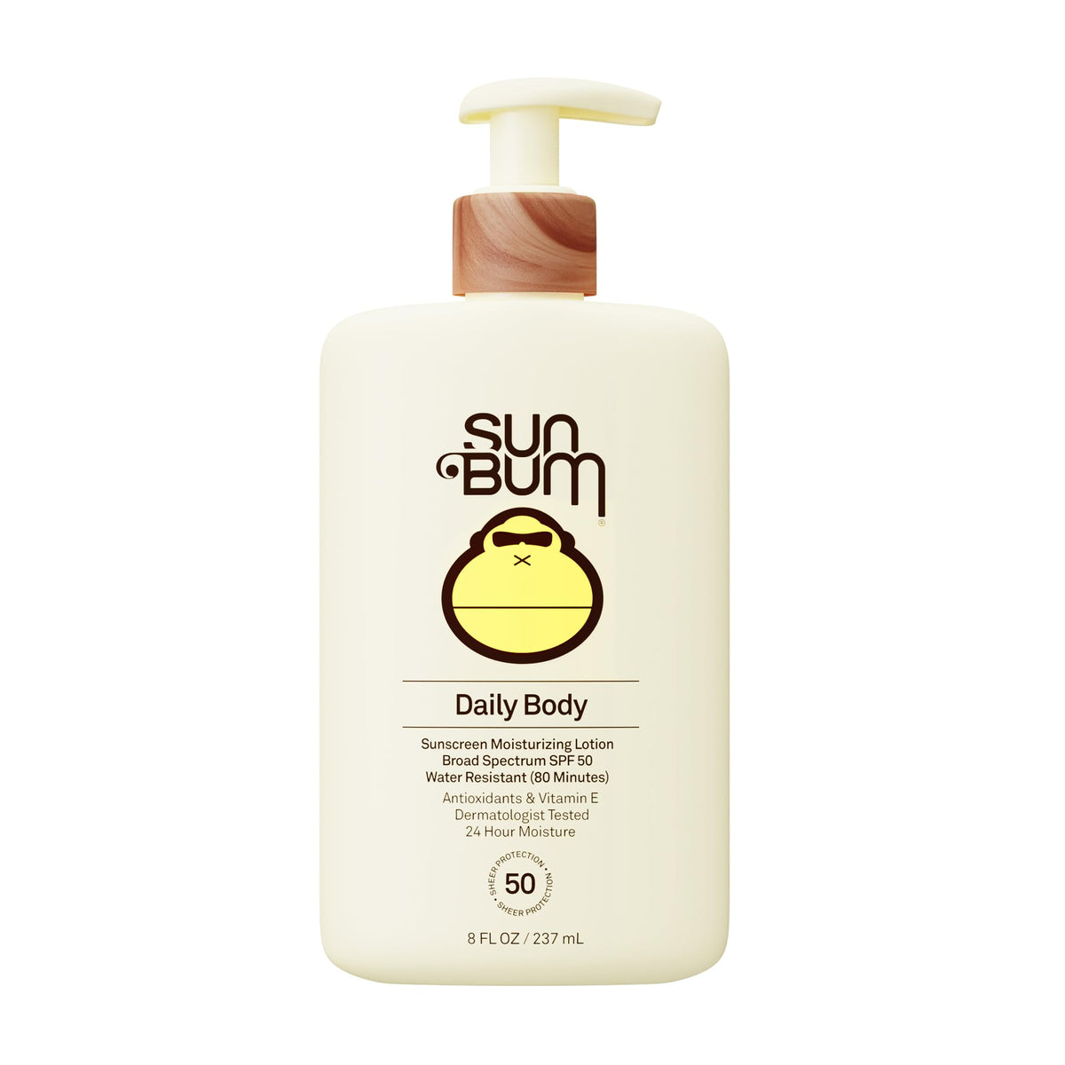 Sun Bum front bottle showing SPF 50 protection and lightweight benefit