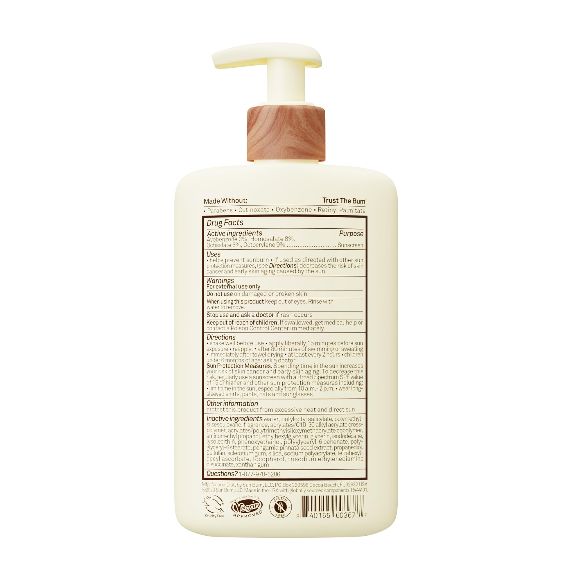 Spread of Sun Bum lotion on skin showing smooth finish and moisturization