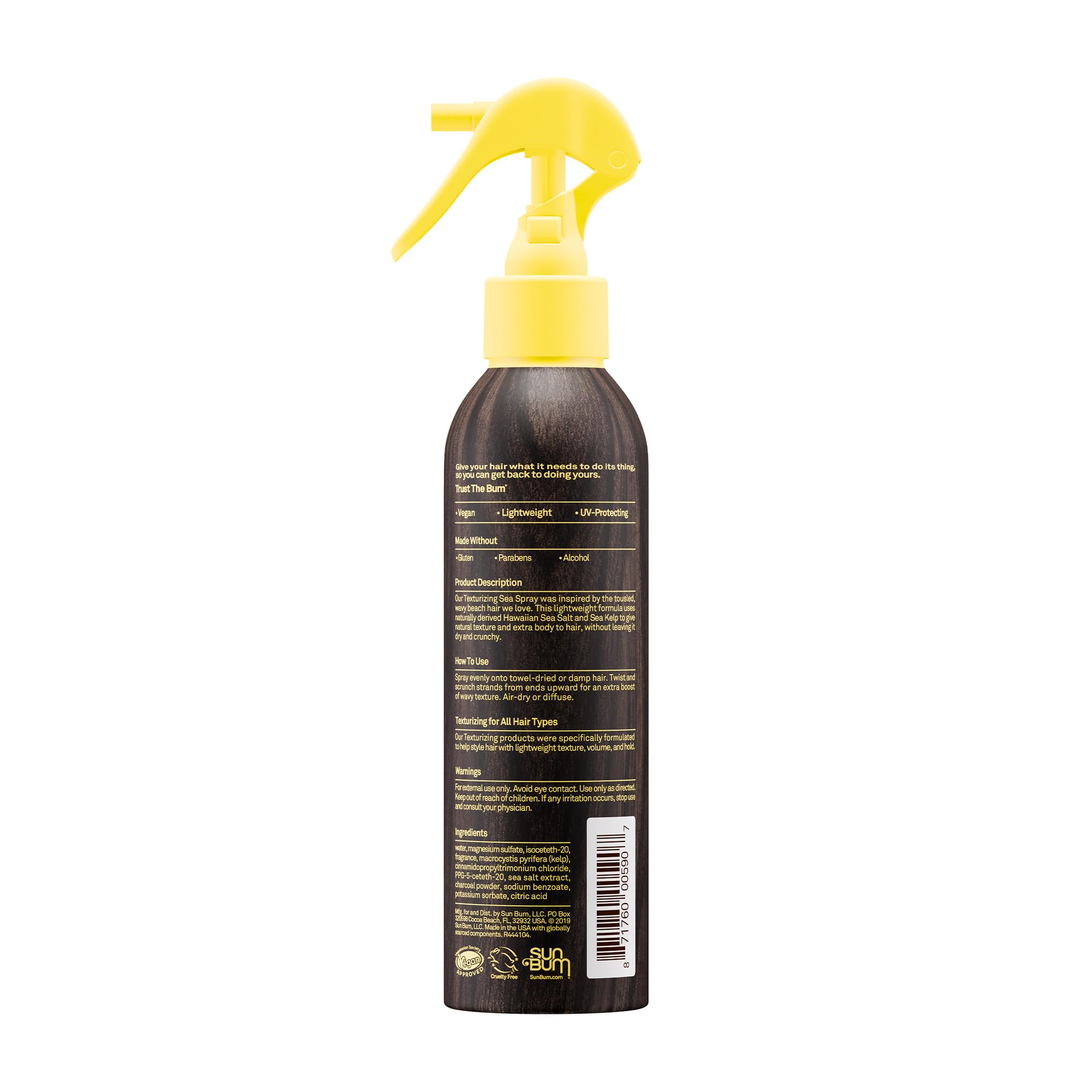 Sun Bum sea spray misted at roots demonstrating instant lift and added body benefit