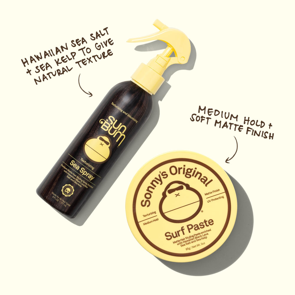 Sun Bum sea spray texture showing sea salt particles delivering natural beachy grit benefit