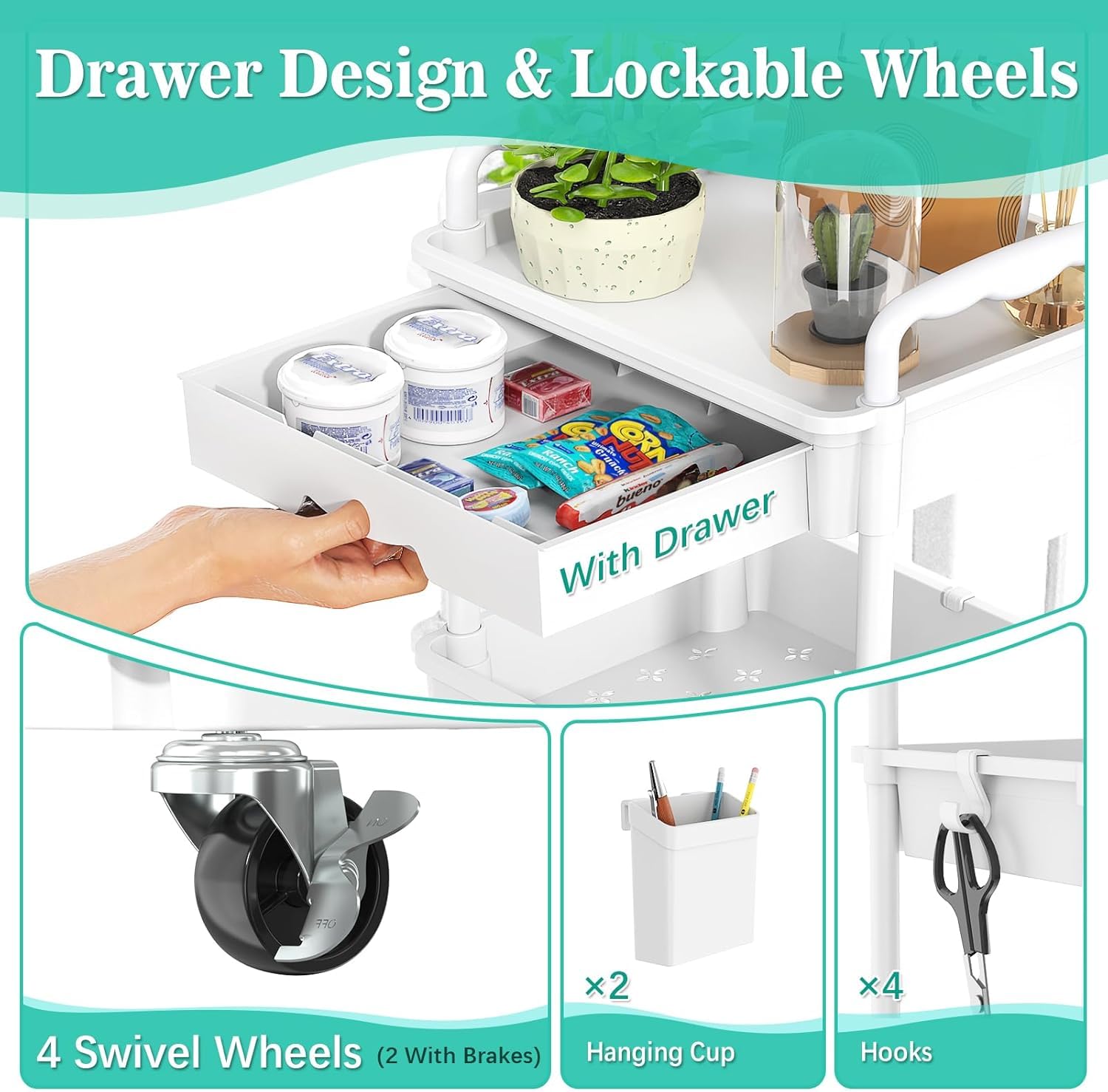 SUNALLY open drawer filled with makeup and cables showing quick organization
