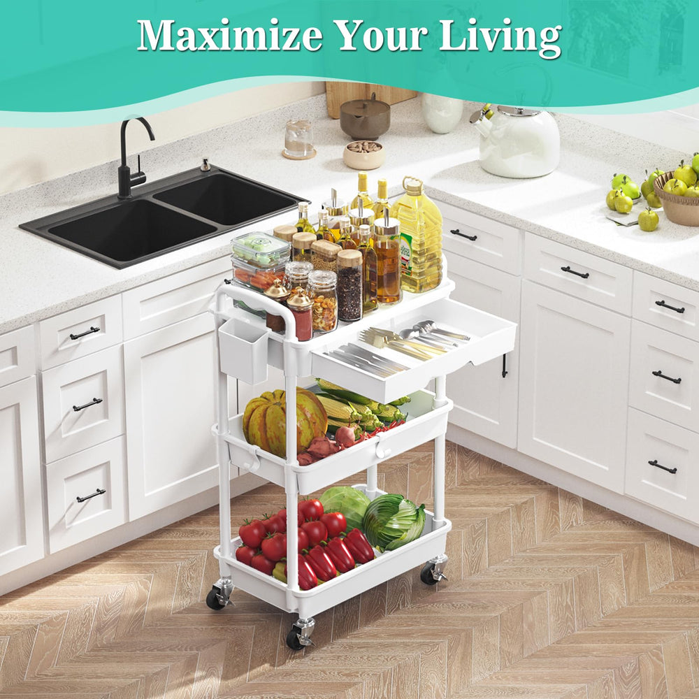 SUNALLY cart in bathroom setting showing space-saving organized lifestyle