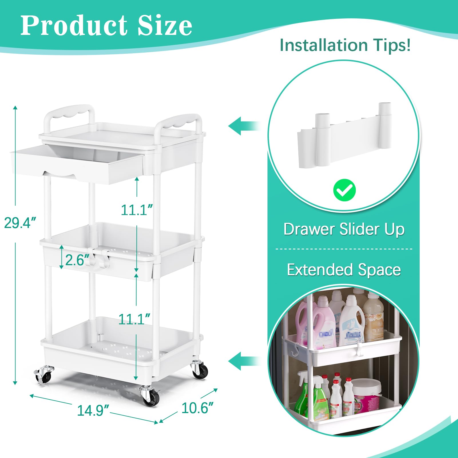 SUNALLY top drawer detail highlighting compact hidden storage benefit