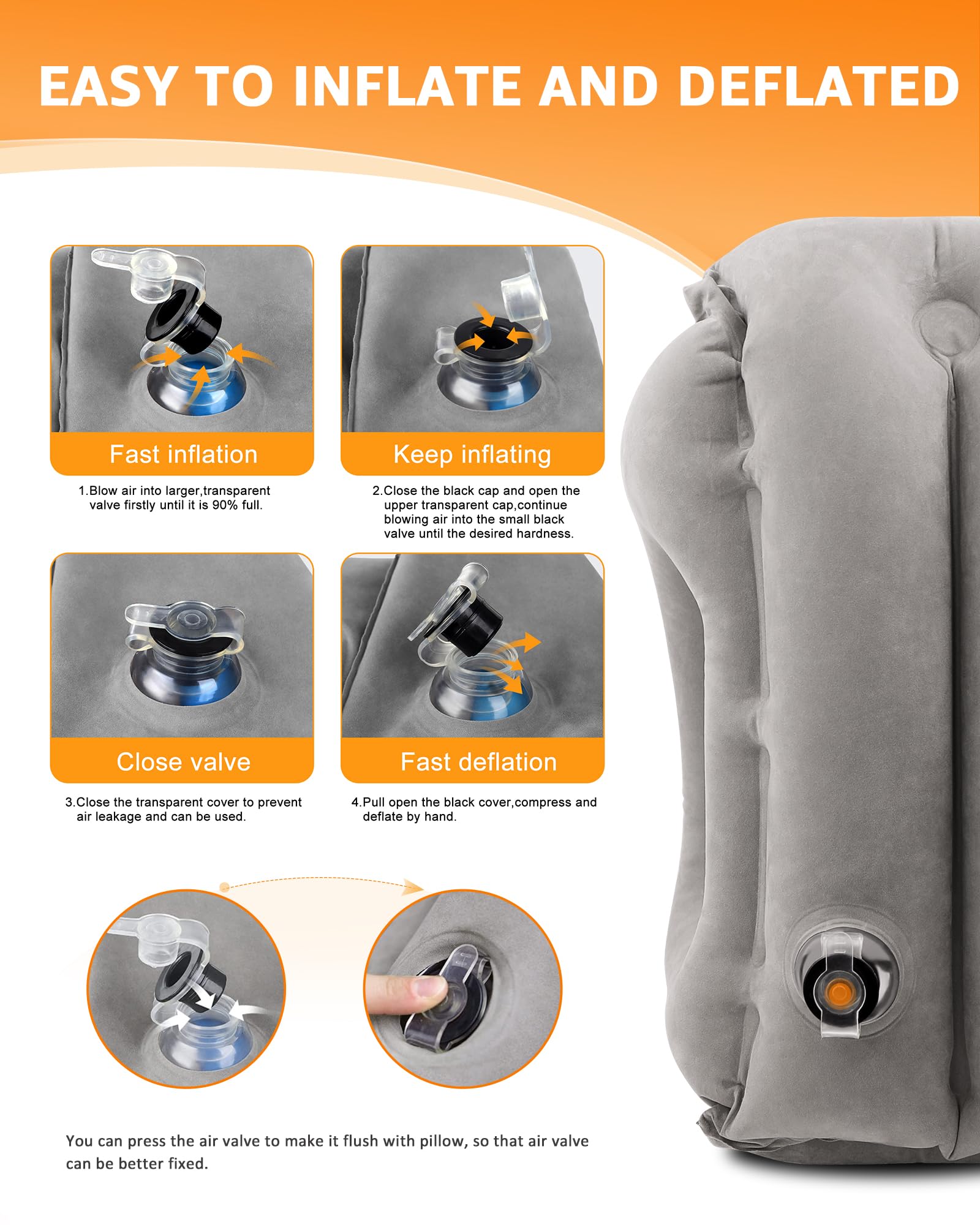 Sunany deflated travel pillow packed inside drawstring bag for compact carry convenience