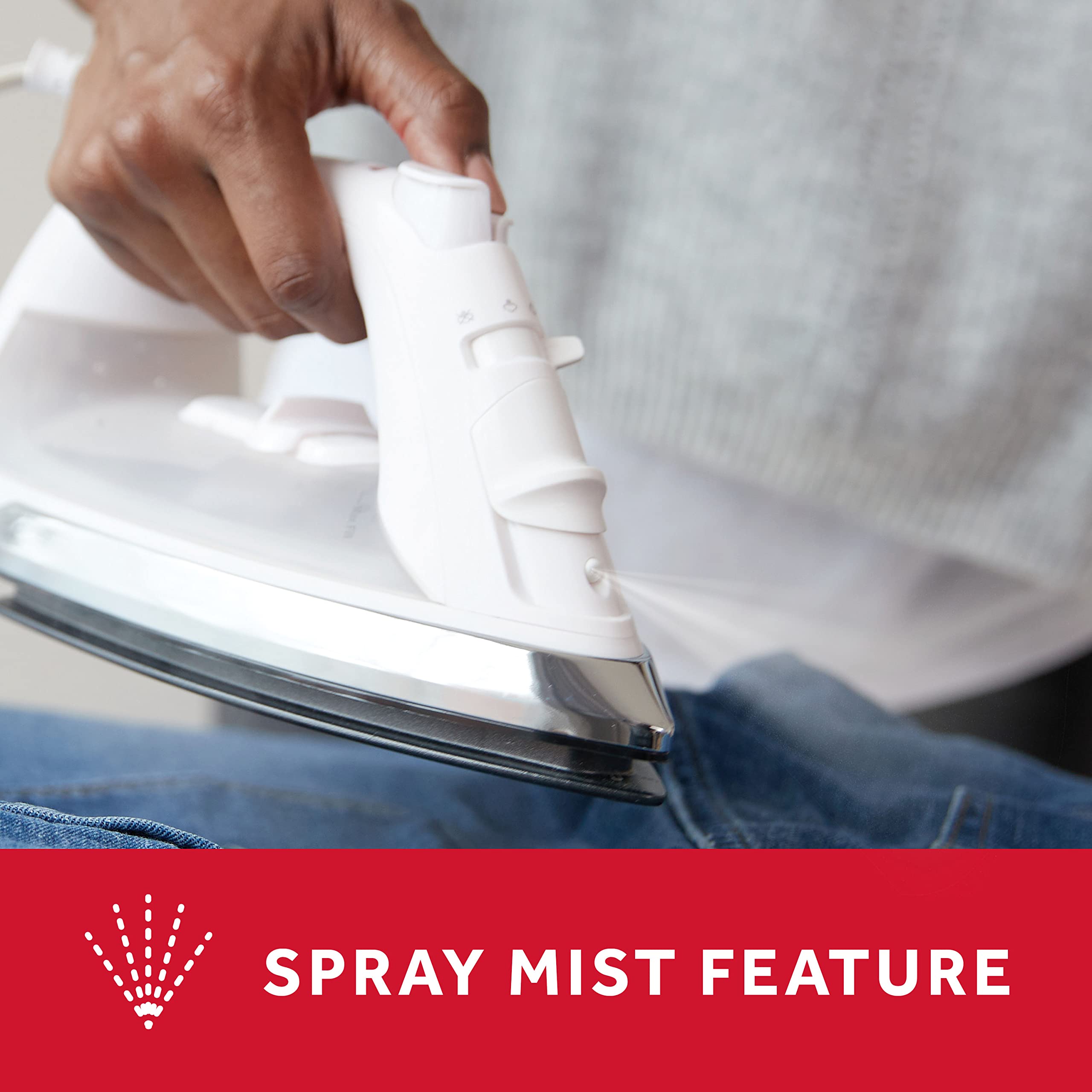 Sunbeam precision tip working around shirt buttons to deliver accurate crease removal