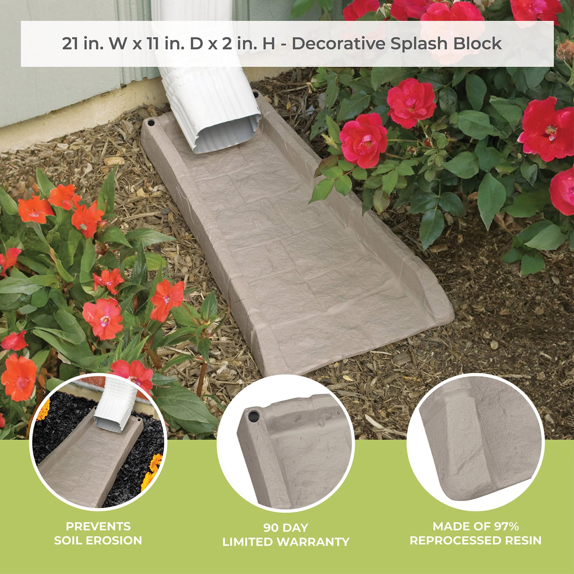 Suncast material detail showing impact-resistant poly composite for long-lasting use