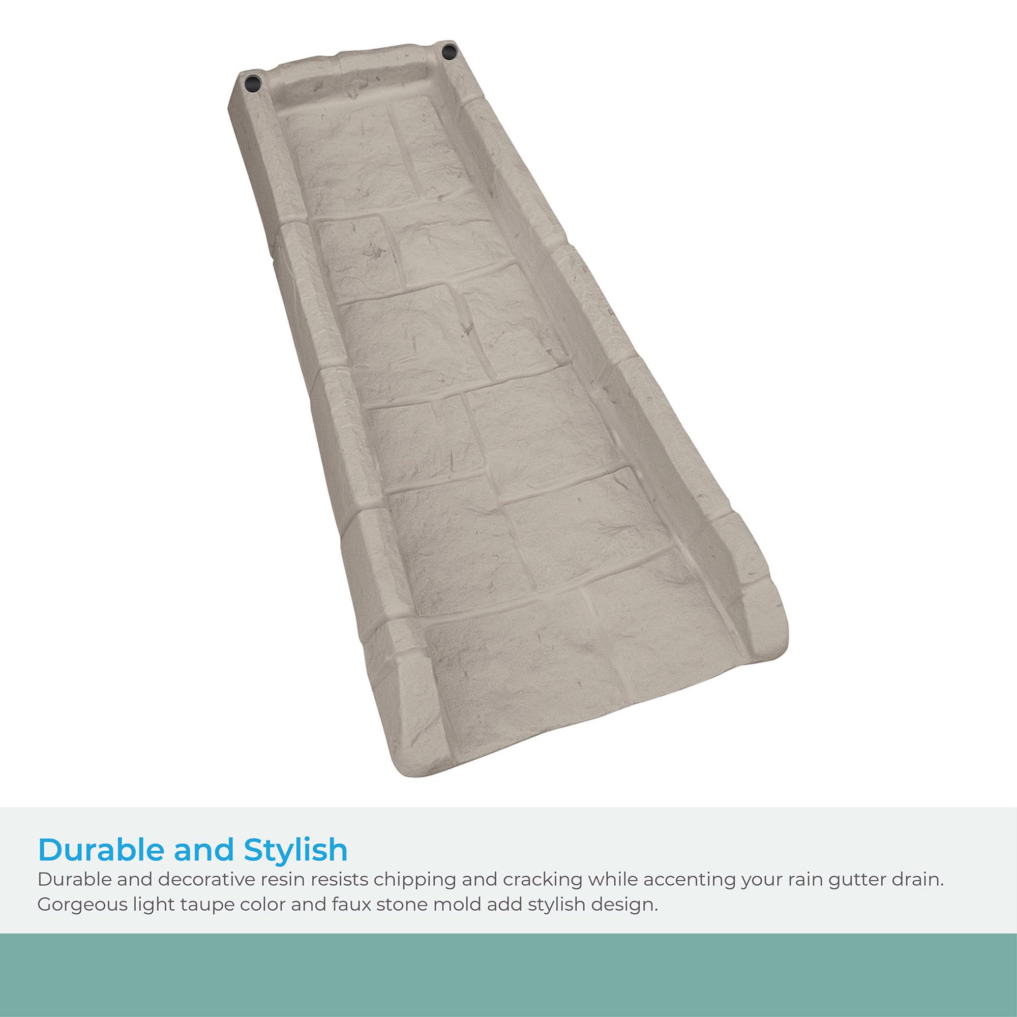 Suncast splash block demonstrating water flow control and reduced soil erosion benefit