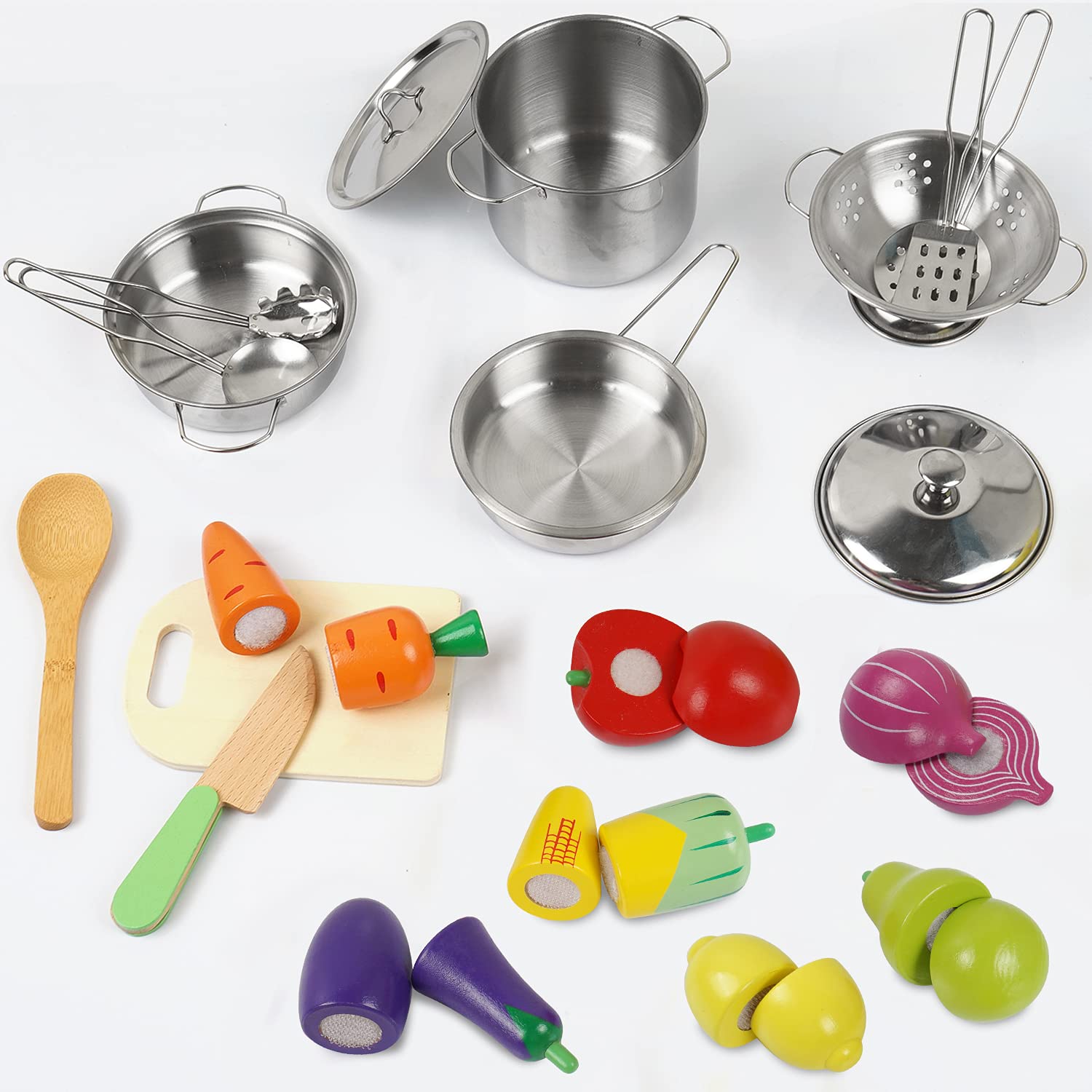 Sundaymot stainless steel pots and pans close-up highlighting durable kid-safe cookware